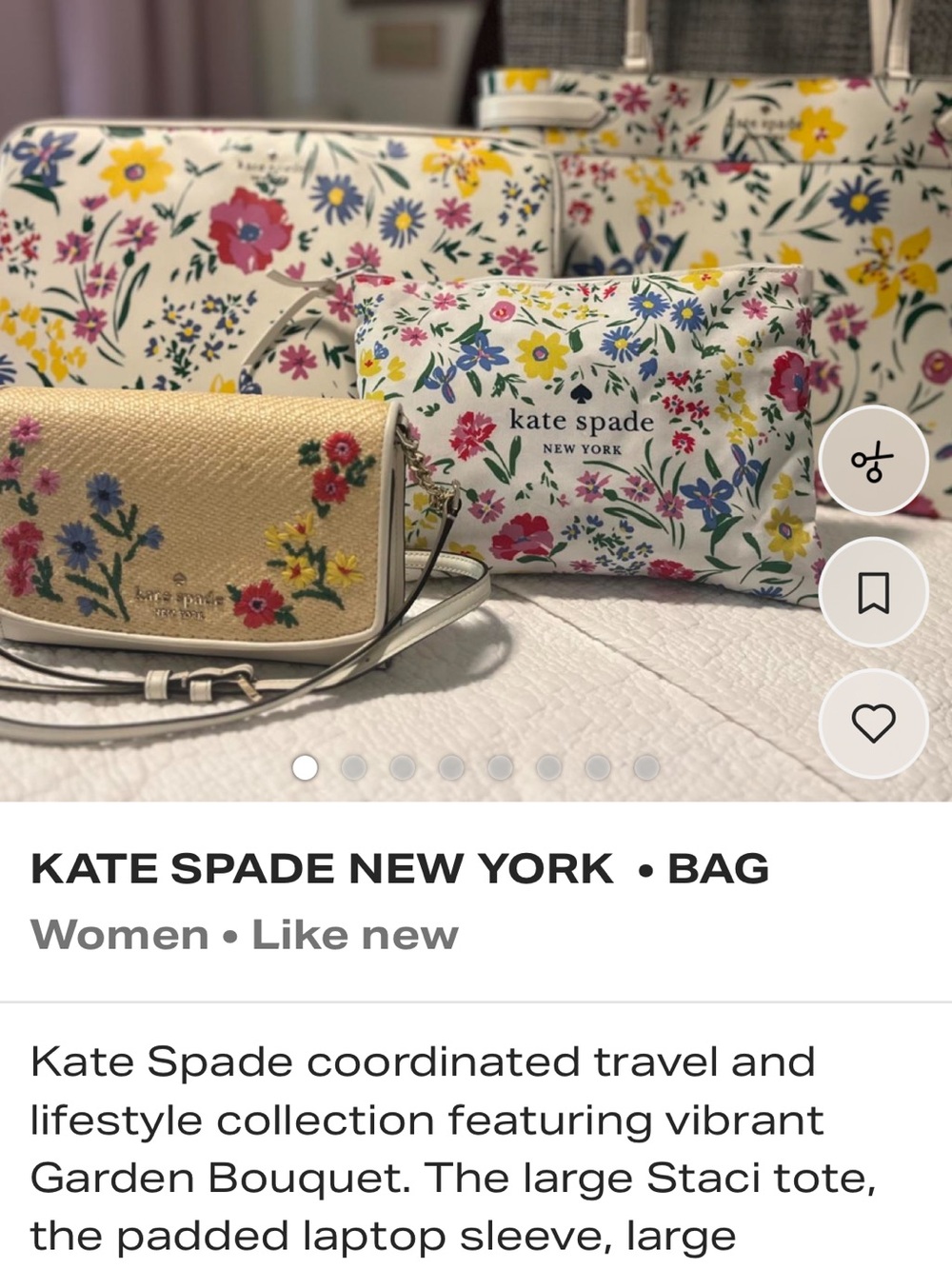 kate spade White Floral Garden Bouquet Tote & Pouch Set